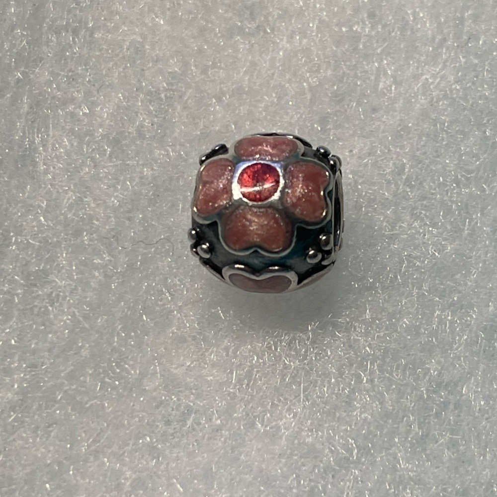 Retired Authentic Pandora Pink Enamel Flower Charm